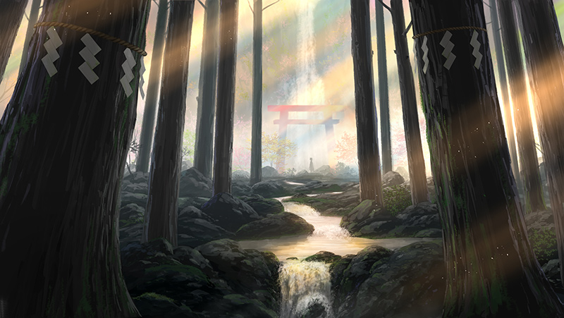 風景画講座 針葉樹林の描き方 夕日が差し込む神聖な杉林の風景 Tasogare Ya Illustrarion Institute