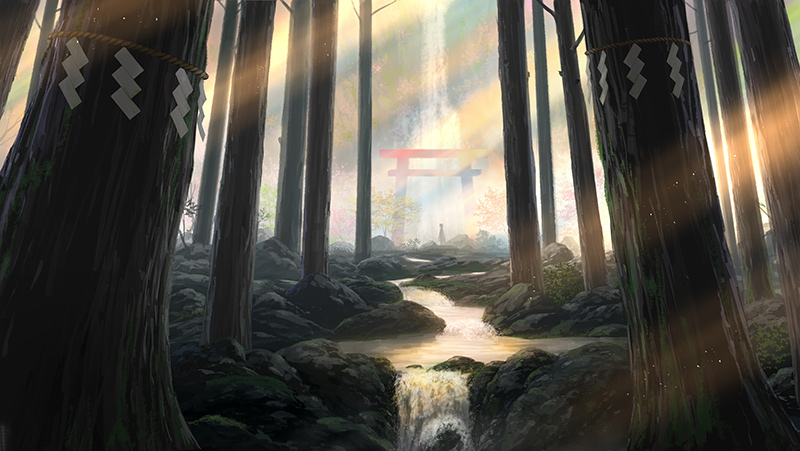 背景画講座 針葉樹林の描き方 夕日が差し込む神聖な杉林の風景 Tasogare Ya Illustration Institute