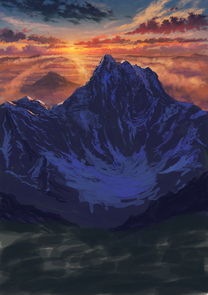 夕焼けと雪山の幻想的な風景と提灯の柔らかい光の描き方を解説 Tasogare Ya Illustration Institute